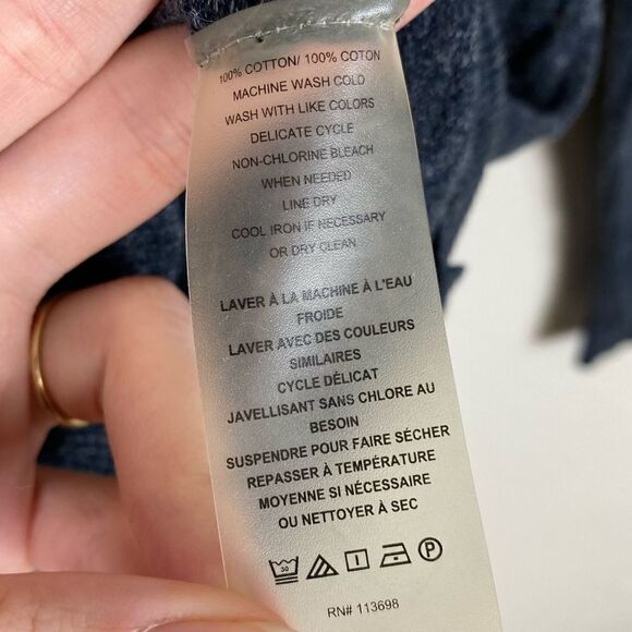 Margaret O’Leary Dark Navy Grey Button Cardigan Sweater - Picture 4 of 4